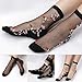 RoseSummer 1Pair Women Lace Socks Crystal Glass Silk Short Thin Transparent Red Rose Socks