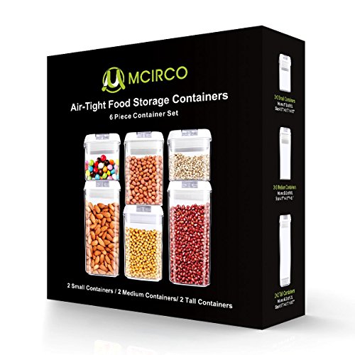 MCIRCO Air-Tight Food Storage Container Set- 6 Piece Set with Free 10 Chalkboard Labels and 1 Chalk Marker- Food Grade Durable Plastic BPA Free - Keep Food Dry & Fresh with Easy Lock - Thumbnail 5