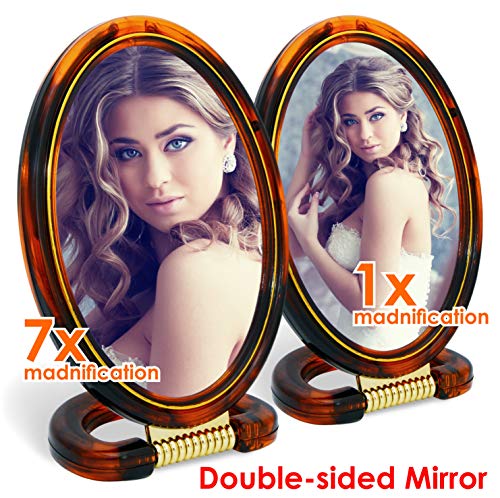 A-1 Hand Oval Cosmetic 7X Magnifying Mirror with Stand