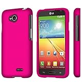 LG Optimus L70 (Metro PCS) Slim Light Hybrid Snap On Non-Slip Matte Hard Case Protex Rubberized Rubber Coating Protective Case - Rose Pink - Retail Packaging