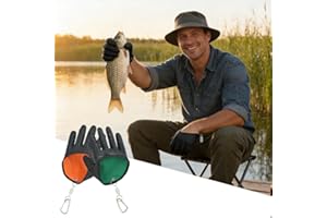 Fishing Gloves with Magnetic Hook, Waterproof Ice Fishing Gear and Equipment, Quick-Dry Lined Wide Cuff Gloves for Handling, 
