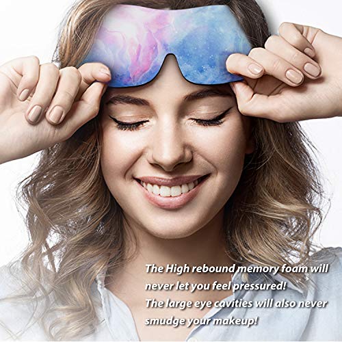 PrettyCare 3D Sleep Mask Aurora Purple and Blue Eye Mask for Sleeping - Contoured Face Mask Silk - Blindfold with Ear Plugs,Travel Pouch - Best Night Eyeshade for Men Women Kids