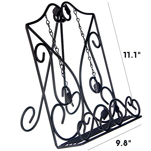 Kitchen Cookbook Holder Reading Rest Cookbook Stand Holder Foldable Tablet Cook Book Stand Bookrest with Adjustable Backing & Elegant Pattern (FBA-SPJ03-Black)