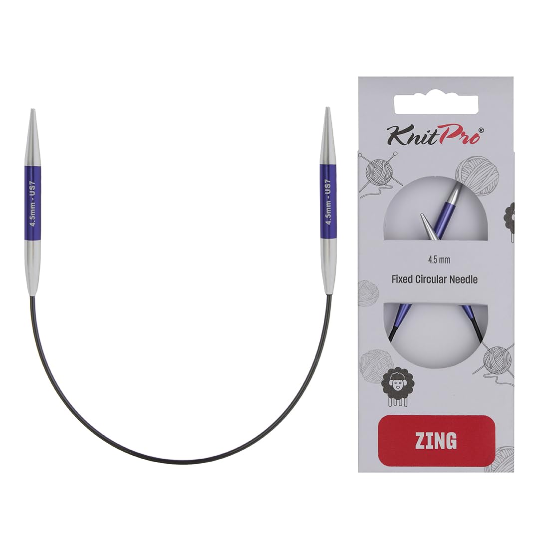 KnitPro Zing Fixed Circular Needles 9" (22.5cm) | 4.50mm