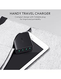 Aukey - Cargador de pared USB con 4 puertos (40 W, 8 A, salida y enchufe plegable), compatible con iPhone XS, XS, Max XR, Samsung Galaxy Note8, S8, iPad Pro Air 2, Mini 4 y más