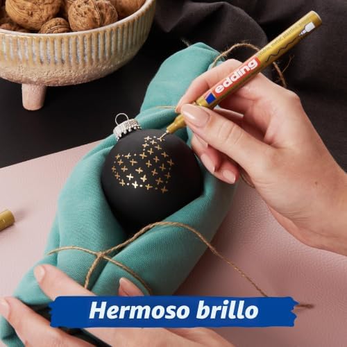 780 Marcador de tinta opaca brilhante - Ouro, Prata, Azul, Verde, Violeta (Metálico) - 5 Marcadores - Ponta Extra Fina 0,8 mm - Para Vidro, Pedras, Madeira, Plástico, Papel - Cor Permanente