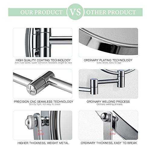 image for GloRiastar 7X Wall Mounted Makeup Mirror - Double Sided Magnifying Mak