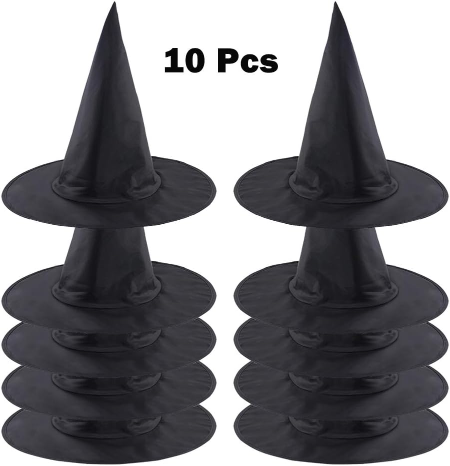 QBSM 10 PCS Women Black Witch Hat Kids Wizard Hats Halloween Costume Party Decoration Accessories: Toys & Games