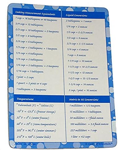 Magnetic Metric, Temperature, Liquid &amp; Cooking Conversion &amp; Equivalency Chart - 5"x7"