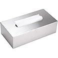 Sumnacon Rectangular Tissue Box Cover - Stylish Stainless Steel Paper Facial Cover, Modern Metal Tissue Box Holder for Bedroom/Bathroom/Vanity/Countertop/Dresser/Night Stand/Office/Car, Brushed Nickel