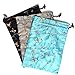 Elesa Miracle Embroidered Silk Jacquard Travel Bag, Lingerie & Shoes Bag, 3 Packs, Sky Blue, Black, Silver