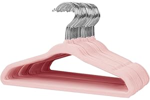 Stormix Baby Clothes Hangers 30 Pack, Kids Velvet Hangers Non-Slip, Clothes Hangers with Shoulder Notches for Toddler Children Pink