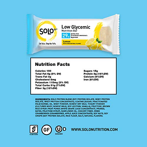 Lemon, Low Glycemic Protein Bars,Gluten Free,Slow Release Energy