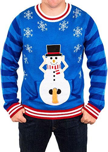 Festified Men's Excited Snowman Ugly Funny Christmas Sweater in