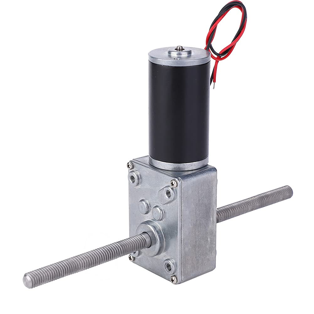 Worm Gear Motor, DC 12V Dual Output Shaft M8 Double Right Hand Thread High Torque Turbine Reducer Speed Reduction Motor(Reduction Ratio 200)