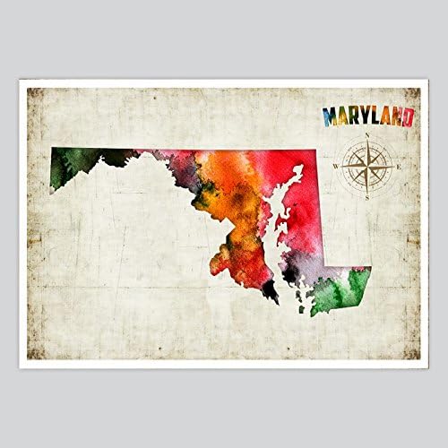 Maryland Watercolor Print, A2 - 594 x 420 mm - 23.4 x 16.5 in [Kitchen]