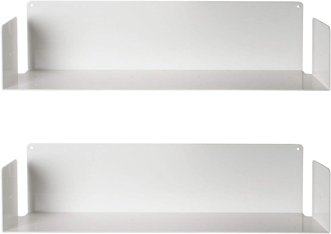 TEEbooks Floating Shelves - Set of 2 shelves - Steel - White - 60 x 15 x 15 cm - For Books, Cds, Dvds