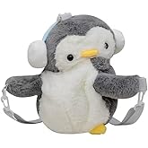 Cute Plush Penguin Shoulder Messenger Bag, Plush Penguin Crossbody Bag, Stuffed Animal Backpack for Women
