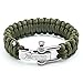 GECKO EQUIPMENT Army Green Paracord Survival Bracelet with Adjustable Stainless Steel D Shackle - Suitable for 7