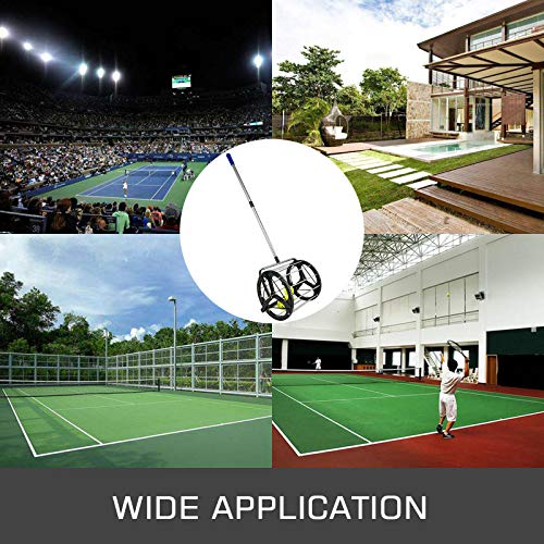 Happibuy Tennis Ball Picker 40 Balls Hopper Mover Tennis Ball Retriever Collector Pick Tennis Ball Picker Upper Tennis Hopper Tennis Ball Basket Tennis Ball Hopper for Tennis (Round)