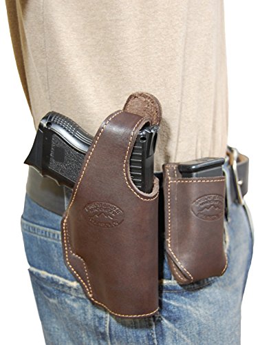 Barsony Brown Leather IWB Holster For Glock Compact Pistols (9mm, .40, .45)