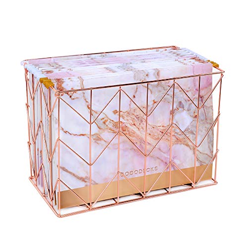 GOGODUCKS Hanging File Folders Letter Size with 1/5-Cut Adjustable Tab Durable Three Unique Marble Design Assorted, 12pcs Per Box