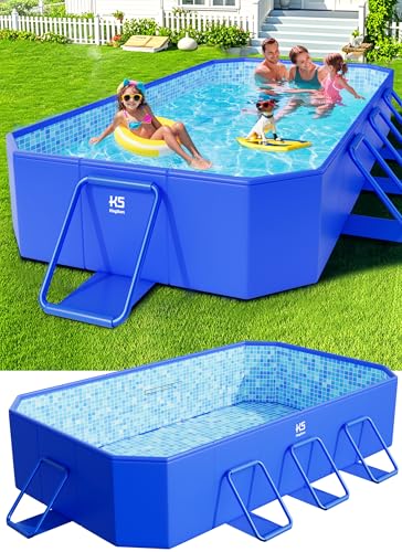 KingSom Piscine Tubulaire rectangulaire,Piscine hors Sol rectangulaire,Surdimensionné et Épaissi,Piscine Metal Frame Piscine Tubulaire,Facile à Ranger,Piscine Pliable,Piscine Adulte, 300 x 185 x 51 cm
