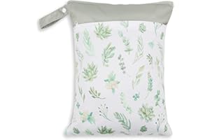 Smarbore Wet Dry Bags for Baby Cloth Diapers & Breast Pump Parts, Waterproof Reusable Wet Bag with Two Zippered Pockets & Handle, Beach Pool Gym Bag Stroller Yoga Toiletries Daycare Organizer