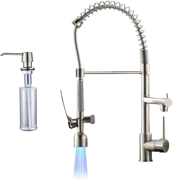 Fapully LED Kitchen Faucet Pull Down Sprayer with Soap Dispenser