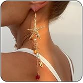 Starfish Tassel Dangle Earrings for Women Jellyfish Earrings Beach Long Dangle Drop Earring Summer Charm Earrings Ocean-Themed Dangling Earring Boho Beach Jewelry