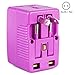 Yubi Power Dual Outlet Travel Adapter with 2 Universal Outlets - Built in Surge Protector and Neon Light Indicator - Foldable Prongs for Type A, C, G, and I Outlets | Works in 150+ Countries