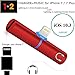 DISDIM 2in1 Charger & Audio Aluminum Lightning to 3.5mm Headphone Jack Adapter with 8Pin Female Charging Port for iPhone X / 8/8 Plus / 7/7 Plus,Support iOS11 and with Led Indicator Light -Red
