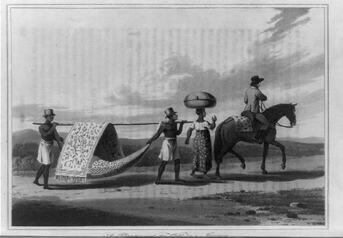 INFINITE PHOTOGRAPHS Photo: Planter, his Wife, Journey, Slaves, Carrying Woman, Sedan Chair, Baggage, Horse, 1816