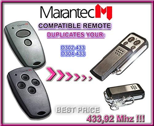 MARANTEC D302-433 , D304-433 universal remote control replacement transmitter, 433.92Mhz fixed code clone
