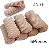 Toe Caps Closed Toe Fabric Sleeve Protectors with Gel Lining, Prevent Corn, Callus and Blister Development Between Toes, Soften and Soothe the Skin 6 Pieces 2 Different Sizes of 2.78” (Toe Caps)