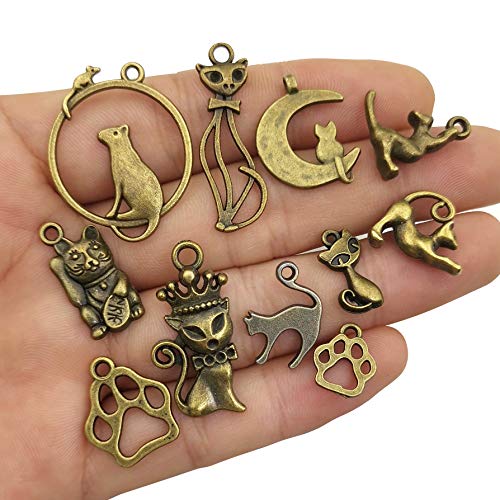Youdiyla 64pcs Cat Charms Collection, Mix Pet Animal Metal Pendant Supplies Findings for Jewelry Making (HM180) - Thumbnail 2