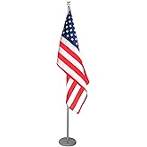 SENZHIYI Indoor Telescoping Flag Pole with Base 6FT-8FT,Silver-1Pack | Aluminum Commercial Indoor Flagpole with Silver Ball Top Finial,Heavy Duty Indoor Flag Pole Kit for Office School City Hall