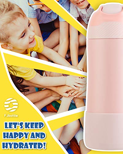 FEIJIAN FJbottle Kids Insulated Stainless Steel Water Bottle with Straw Lid, 14 oz, New Anti-Colic with AirFree Vent Technology Patent Design Care for Kids, BPA Free, Blush Pink