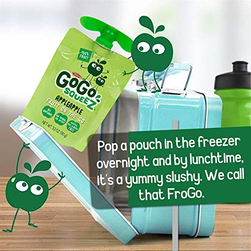 image for GoGo squeeZ Applesauce on the Go, Apple Apple, 3.2 Ounce (12 Pouches),