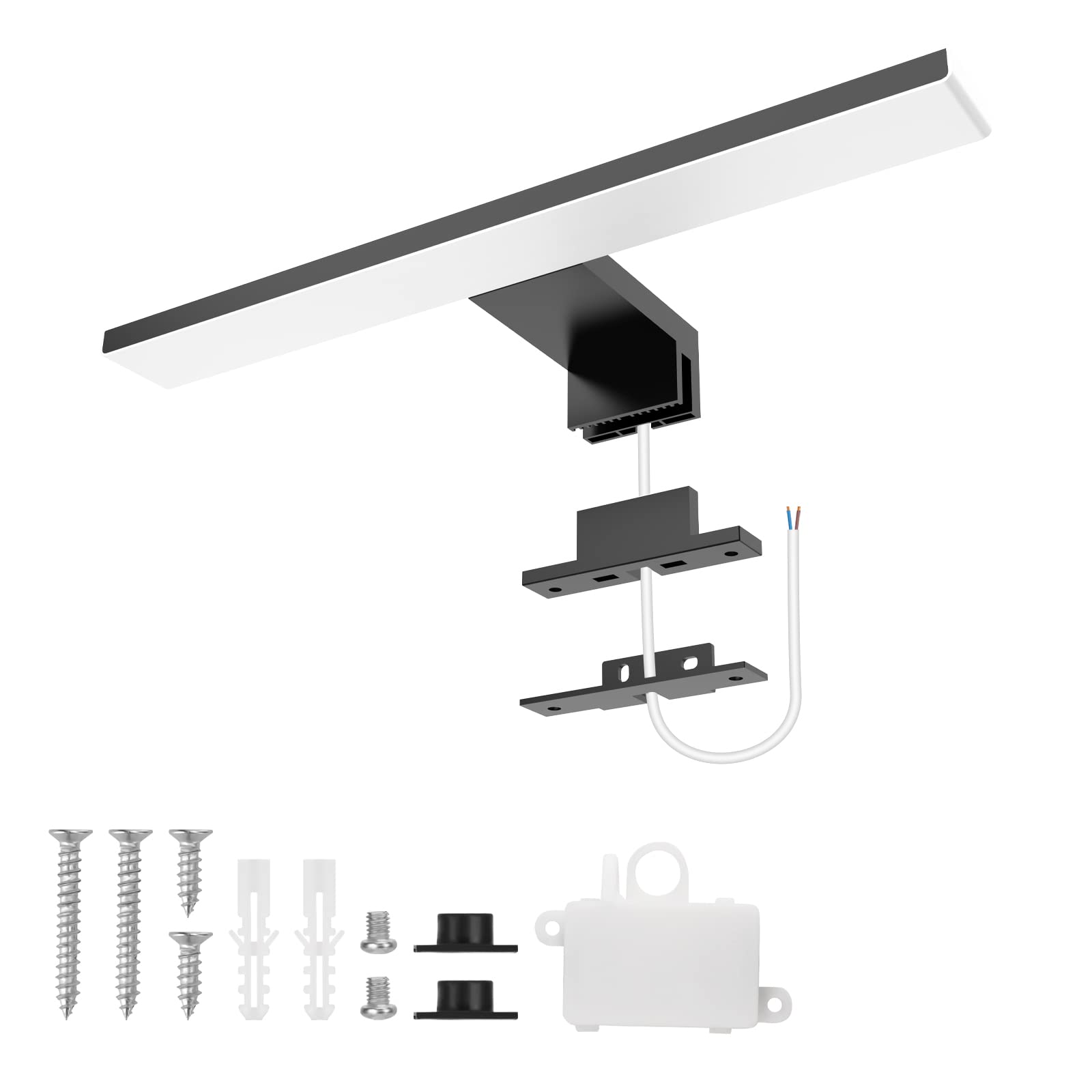 Aourow Bathroom Mirror Lamp 5 W, 300 mm 500 lm Bathroom Mirror Light, Neutral White 4000 K IP44 Water Resistant Bathroom Mirror Light Class II No Flickering (Black)