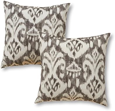 Greendale Home Fashions 17" Outdoor Accent Pillows in Coastal Ikat (Set of 2), Graphite