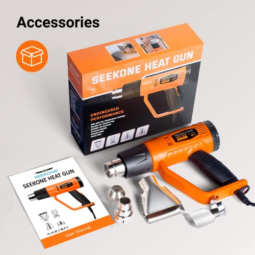 SEEKONE Heat Gun 1800W Heavy Duty Fast Heat Hot Air Gun Kit with 752