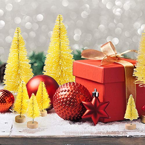LoveInUSA 34Pcs Mini Sisal Snow Frost Trees, Bottle Brush Trees 5 Sizes Christmas DIY Decoration Home Table Top Decoration Diorama Tree Models Gold