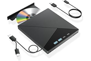 7 in 1 External Bluray Drive 4k USB 3.0 CD DVD +/-RW Burner 3D BD Player with SD/TF Ports Compatible with Windows MacOS