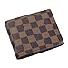 Slim Bifold Checkered Leather Wallet | Classic Minimalist Style | with ID Window/Card Case/Bill Holder | for Men and Women (brown)