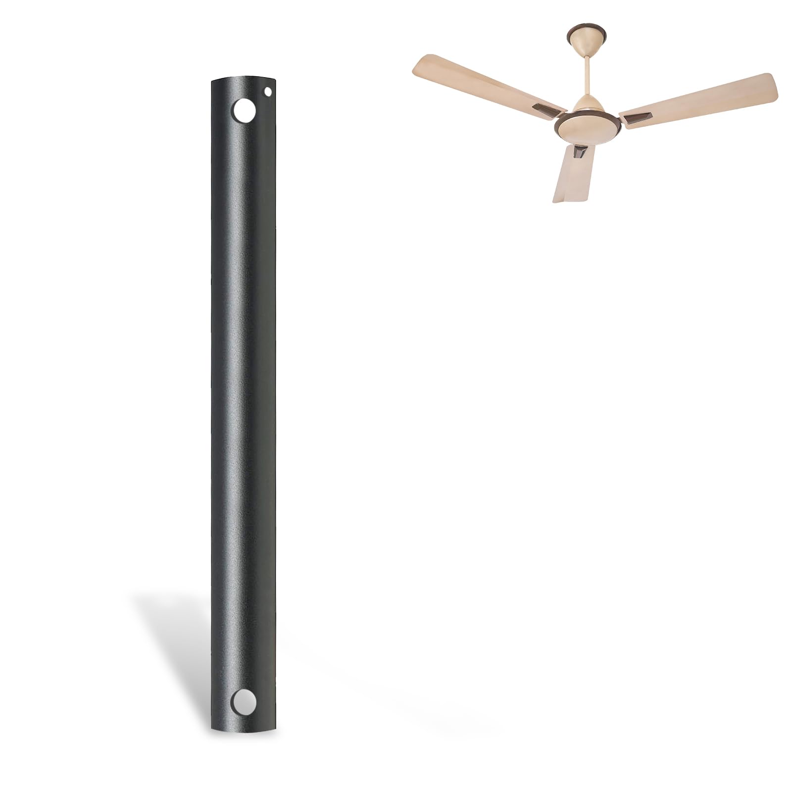 Photo 1 of 16 inch Ceiling Fan Downrod with Extension Cord,1.33 FT Downrod for Ceiling Fan,1 inch Outside Diameter,Ceiling Boom Suitable for a Wide Range of Fans (Black,Not Threaded)