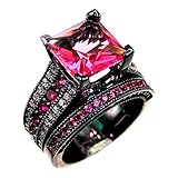 DJ CH AAA Zircon Rose Cubic Cz Stone Women Wedding Black Ring Set Size 5-12