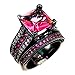 DJ CH AAA Zircon Rose Cubic Cz Stone Women Wedding Black Ring Set Size 5-12