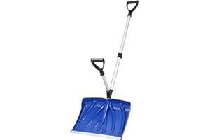 GarveeLife Snow Shovel for Driveway, Ergonomic Snow Pusher Shovel with Assisted Handle, 17.7x12.6 in Blade with Aluminum Edge