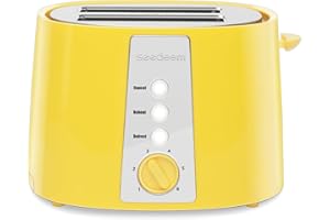 SEEDEEM Toaster 2 Slice, Extra Wide Slot Toaster, 6 Shade Settings, Bread Toaster with Cancel, Defrost, Reheat Function, Extra Wide Slots for Waffle or Bagel, Removable Crumb Tray, 750W, Lemon Yellow